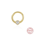 Golden 925 sterling silver hoop with a sparkling triangle zircon stone insert - Gold Single #4 (Clear Triangle Zirconia)