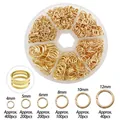 1010-piece gold jump ring set for DIY jewelry making in six various sizes - KC Gold Jump Rings In 6-Grid Box