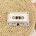 Retro cassette tape music box greeting card with Best Wishes text in vintage cream - 60s Classic White
