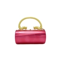 Luxurious red cylindrical clutch bag with a golden dragon-shaped handle for evening parties - Pink With Double Dragon Handle