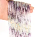 Close-up of 3mm faceted natural stone beads in mixed colors for jewelry making - 3mm (38cm, Approx. 120 Beads) / Gradient Fluorite