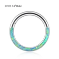 G23 Titan Scharnier-Septum-Ring mit 1,2x8mm türkisblauem Opal-Inlay-Finish - Flach Eingelegter Blaugrüner Opal / 1,2*8mm
