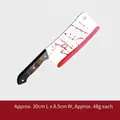 Halloween bloody cleaver prop with realistic blood splatters and black handle, 30x8.5cm size - Silver Kitchen Cleaver