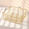 Cesto di frutta quadrato moderno in filo d'oro, vassoio porta snack in metallo (22x22x8cm) - Medio / Oro