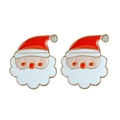 Detail of Santa Claus earrings with red enamel finish and sparkling rhinestone accents - Rhinestone Santa Claus
