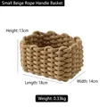 Piccolo cesto portaoggetti beige in corda di cotone intrecciata con manici in pelle - Piccolo / Marrone
