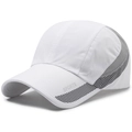 Casquette de baseball blanche en maille respirante avec lettrage sport gris et tissu sec - Réglable / Blanc