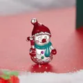 Cute S925 sterling silver snowman charm with colorful enamel and festive zircon accents - Candy Snowman