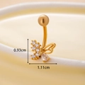 Piercing ombelico a farfalla dorata con zirconi e misure di 0.93cm x 1.11cm - Stile 1-Farfalla / Oro