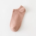 Minimalist light brown low cut ribbed cotton socks for women with non-slip cuff design - Orange Red