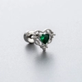 Titanium steel stud earring with green heart crystal and silver filigree screw back - Green Heart Gemstone Style (A106-3#)