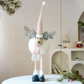 65cm Pink and White Plush Christmas Reindeer Decoration Doll with Knit Hat - Silver Antler Reindeer (Pink Hat/65cm)