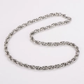 Detailed macro shot of a 7.5mm silver stainless steel twisted rope chain necklace - Necklace