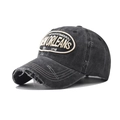 Vintage washed charcoal baseball cap featuring New Orleans embroidery and distressed details - Adjustable / Black