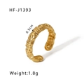 Vintage 18k gold plated stainless steel ring with embossed floral patterns, 0.5cm width - Rose Flower Relief Style (HF-J1393)
