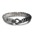 Retro silver snake scale bracelet with a unique decorative clasp in punk style - 19cm / Vintage Silver