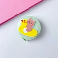 Mini retractable 1.5m tape measure with cute green casing and 3D cartoon duck bear decor - Duck & Bear