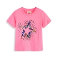Rosa Baumwoll-T-Shirt für Mädchen mit buntem Pailletten-Stern und Rundhalsausschnitt - 2T (Empfohlene Höhe 80-90cm)