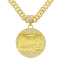 Hip-hop gold plated Cuban chain necklace with iced-out Last Supper medallion pendant - Necklace Set-50cm Cuban Chain / Gold