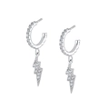 Funkelnde S925 Silber Blitz-Ohrhänger mit Pavé-Zirkonia für einen modernen Look - Silber
