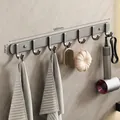 Space aluminum gun grey 7-hook wall rack for bathroom towels and coats, no-drill mount - 7 Hooks / Gunmetal