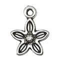 Pendentif fleur en alliage argenté avec bélière pour la création de bijoux DIY - 1 Pièce Petite Fleur 11x14mm