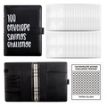 A6 black PU leather 100 envelope savings challenge binder with numbered cash inserts - A5 Black Challenge Set