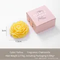 Yellow rose shaped chamomile scented candle in a pink gift box 7.5cm diameter - Yellow/Chamomile