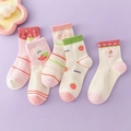 Five pairs of breathable mesh cotton baby socks with cute strawberry and bear patterns - S (3-5 Years) / Mesh Sweet Rabbit