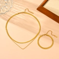 Set collana e bracciale dorati a due strati in acciaio inossidabile con catena a serpentina - Set Collana e Bracciale a Doppio Strato Oro (C307-O211)