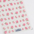 Close-up of TS-530 peach themed embossed nail stickers with sweet pink fruit patterns - TS-530 Peach Love