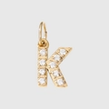 Golden stainless steel letter K pendant with sparkling crystals for DIY jewelry making - Letter K - Gold