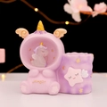 Pink unicorn pen holder with magic star lights and small figurine for desk decor - Unicorn Ornament (-22 Purple)