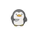 Cute cartoon penguin enamel pin with a knife, funny kawaii badge for bags and clothes - Front Penguin with Knife