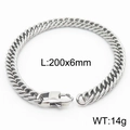 Bracelet gourmette argenté 200x6mm avec fermoir à boucle pour hommes et femmes - Style D 6mm-200mm(KB165978-ZZ)