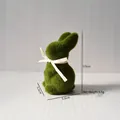 Green mossy Easter rabbit figurine with a beige bow tie decoration, 9.5cm height - Green (Height 9.7cm)