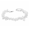 Natural clear crystal chips bracelet with silver lobster clasp and extension chain - White Crystal