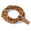 Three-piece stretch bracelet set featuring 4mm, 6mm, and 8mm natural brown gemstone beads - 19cm 3-Piece Set - Picture Stone