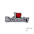 Detail of I Love Biochemistry black enamel brooch showing 4.4x1.7cm size dimensions - Biochemistry Style