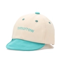 Beige and teal baby baseball cap with soft brim and tomorrow embroidery - Green