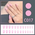Pink mid-length ballerina press-on nails set with 24 pieces in glossy solid finish - Pink Ballet Style (C017) / 24 Pcs/Set