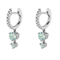 Silver drop earrings with light blue round gemstones and cubic zirconia pavé detailing - Silver with Blue Gemstone Huggie