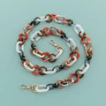 Multicolor acrylic link bag chain strap with gold lobster clasps and resin texture - B302-G Tortoiseshell Green Mixed