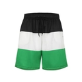 Men's quick-dry beach shorts featuring a black, white, and green color block design - Black White Green