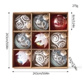 Set of 9 painted Christmas balls with 8cm diameter in a grid gift box for tree decor - Multicolor Mixed Glitter (Q-A02-5)