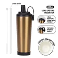 830ml Champagnergold Isolierbecher aus Edelstahl mit Keramikbeschichtung und Strohhalm - 830ml / Gold Stil A
