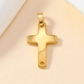 DIY jewelry golden stainless steel cross pendant accessory in minimalist cast metal style - Minimalist Cross / Gold