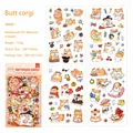 Waterproof PET stationery stickers set featuring 4 sheets of cute Corgi dog designs - Cute Buttocks Corgi