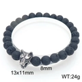 8mm black lava stone bead bracelet with vintage silver wolf head pendant for men - Antique Silver Wolf Head (KB205900-Z)