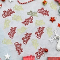 Macro shot of red and gold Merry Christmas confetti sequins for holiday table decoration - Red Gold Card Merry Christmas (ai-100 Pcs/Pack)